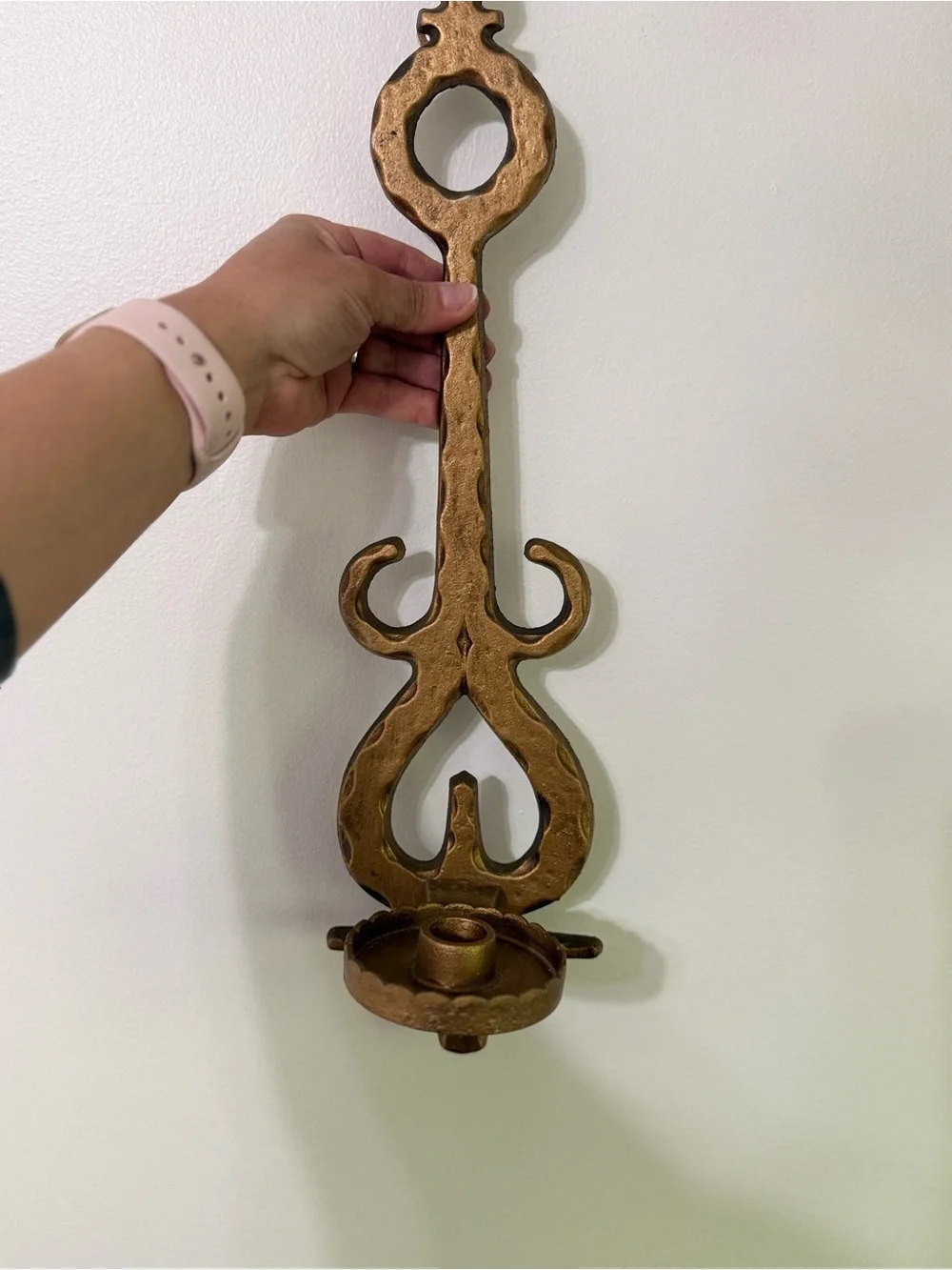 Decorative Brass Wall Sconce Candle Holder - Gold Finish